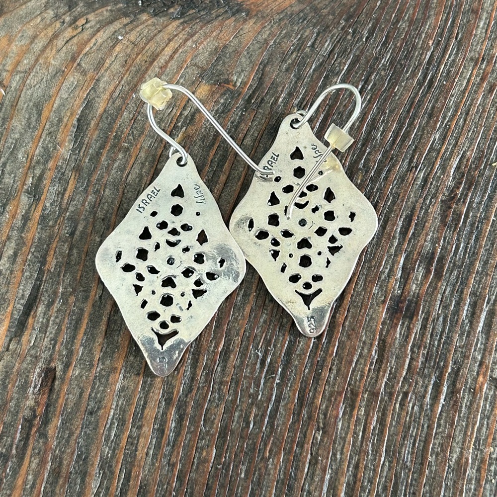 .925 Filigree & Blue Topaz Earrings - Picture 4 of 8